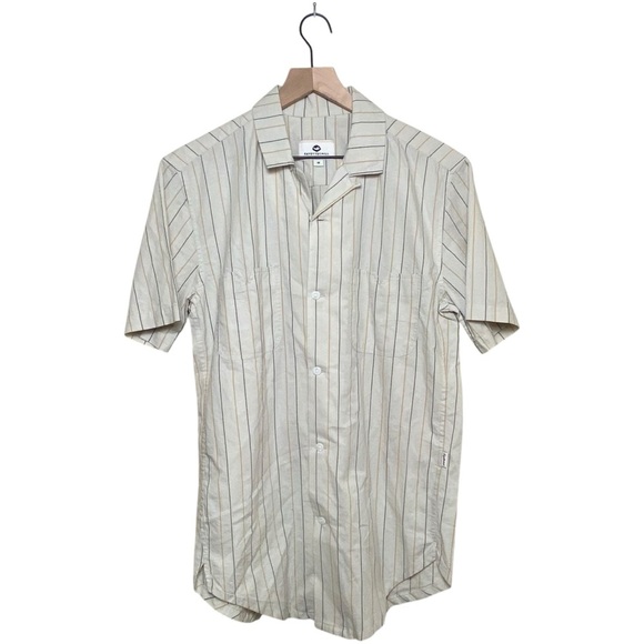 FayetteChill Cream Striped Button Down, M - Picture 1 of 9